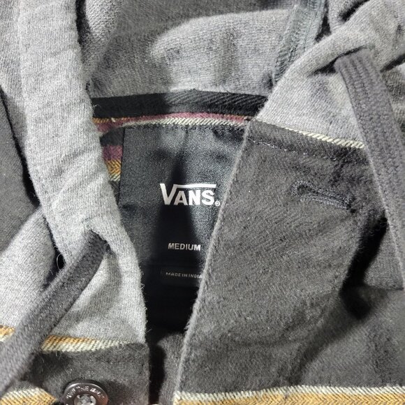 Vans Flannel Shirt Jacket Mens Medium Striped Button Up Long Sleeve Colorful - Picture 2 of 6